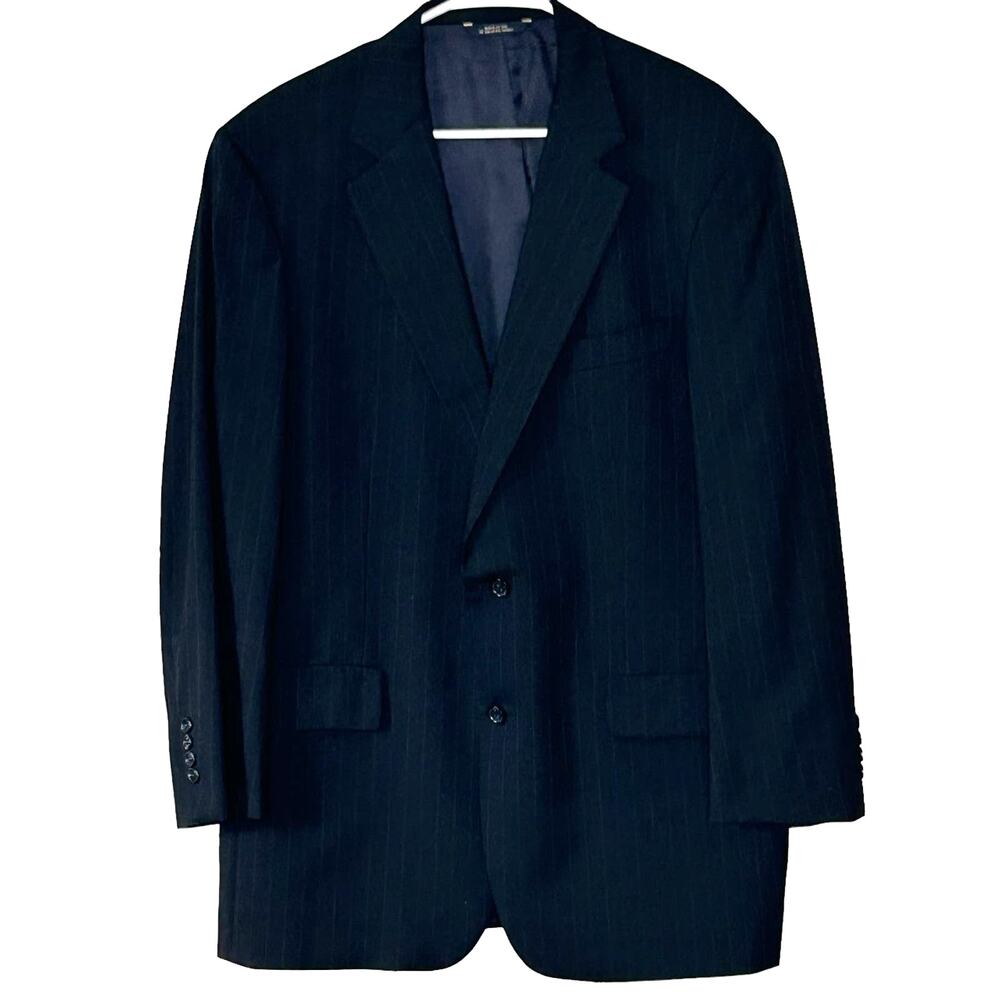 Brooks Brothers Wool Suit Jacket 43L‎ Black Pinstripe Blazer Vintage Classic
